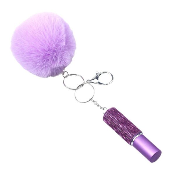 Wholesale Rhinestone Perfume Bottle Fur Ball Keychain Set - Trendy Bag Charm Car Key Accessory for Gift or Resale