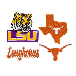oly-f5c72991a5bb69a7960e8ff404995f41 Wholesale Polyester Embroidered Patch, Texas Longhorn Orange, Iron-On Adhesive, Casual Fashion Accessory for Hats & Shoes