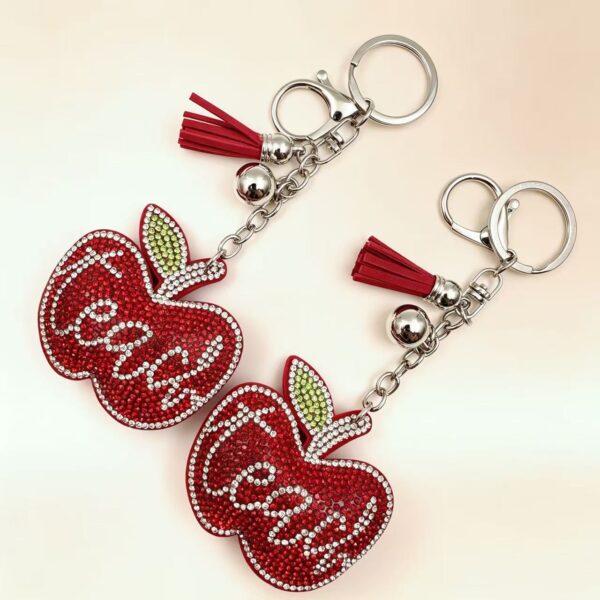 Wholesale Design Rhinestone Letter Keychain, Red Tassel Bag Charm, Boutique Resale Gift