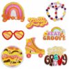 oly-f5e926edea07eb37324f369c9a66b24c Wholesale 8-Pack Embroidered Iron-On Patches Heart Sunglasses Rainbow Design for DIY Fashion Accessories