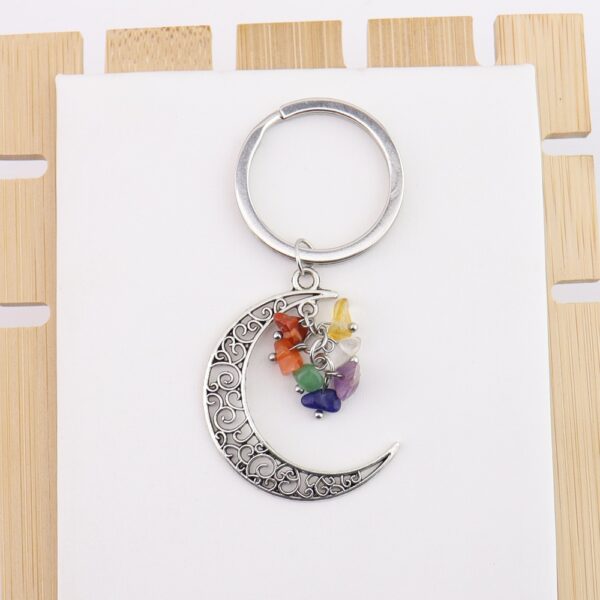 oly-f5f0080f1855b6786b56b0f9e1c5a057 Wholesale Rustic Moon Crushed Stone Keychain Metal Grape Cluster Bag Charm