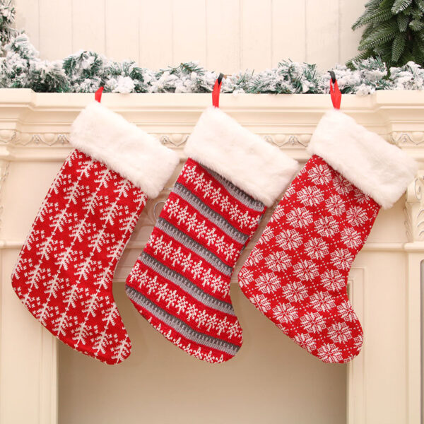 Wholesale Christmas Striped Stocking Red White Large Size Holiday Gift Bag Resale
