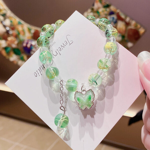 oly-f6280490d668d58b26ff4ca4e1ae4e46 Wholesale Butterfly Pattern Glass Beaded Bracelet Handmade Fashion Jewelry Accessory Gift