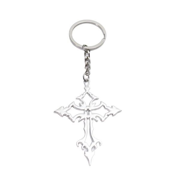 Wholesale Gothic Flame Hollow Cross Keychain Zinc Alloy Pendant Bag Charm Accessory
