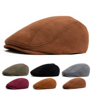 Wholesale Retro Men's Suede Baseball Cap Coffee Painter Style Winter Hat