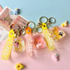Wholesale Oil Flowing Quicksand Design Acrylic Keychain Bag Pendant Car Key Accessory Gift