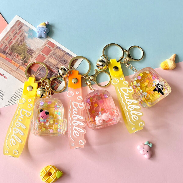 Wholesale Oil Flowing Quicksand Design Acrylic Keychain Bag Pendant Car Key Accessory Gift