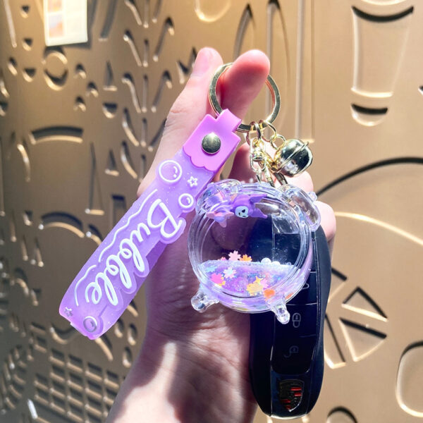 Wholesale Oil Quicksand Alarm Clock Acrylic Keychain Trendy Decorative Bag Charm Car Key Accessory Boutique Gift