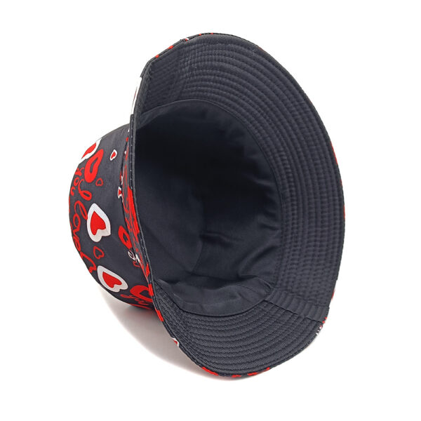Wholesale Black Heart Pattern Fisherman Hat Sunscreen Casual Gift