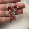 oly-f6818b8ebd7402ef7b6d7effd5c59250 Wholesale Gothic Red Ruby Earrings, Alloy Silver Electroplated Punk Jewelry Accessory for Everyday Wear