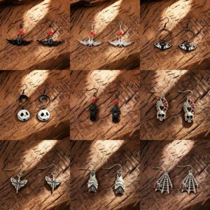Wholesale Retro Zinc Alloy Halloween Earrings Black Skull Pendant Fashion Accessory