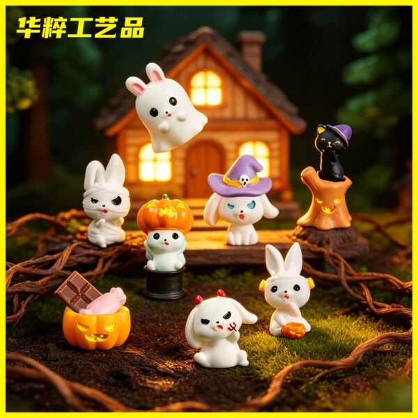 Wholesale Halloween Ghost Bunny Resin Decorative Ornament for Home Decor Gift