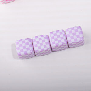 W355 purple plaid square beads
