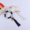 Wholesale Pink Silicone Bead Keychain with Leather Tassel Party Gift Decorative Accessory