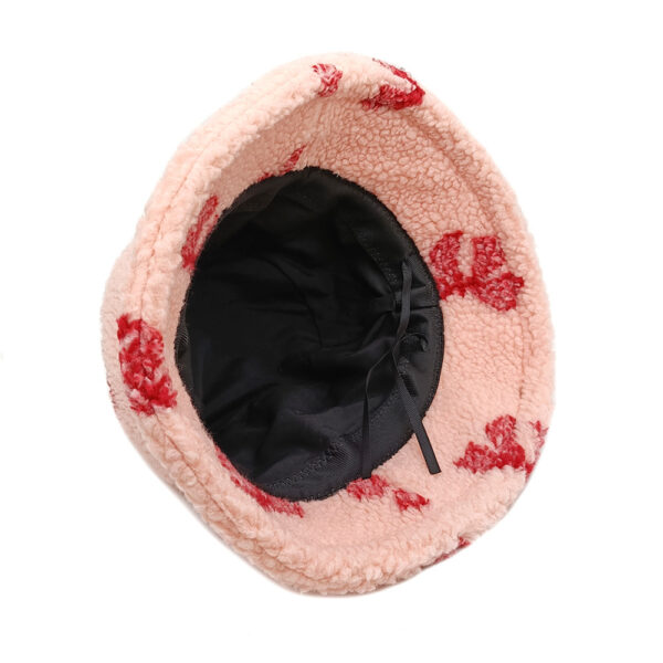 Wholesale Bow Jacquard Lamb Fleece Fisherman Hat Winter Bucket Hat