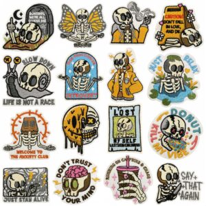 Wholesale DIY Accessory Trendy Cartoon Skull Iron-On Embroidery Patch for Bags and Clothing