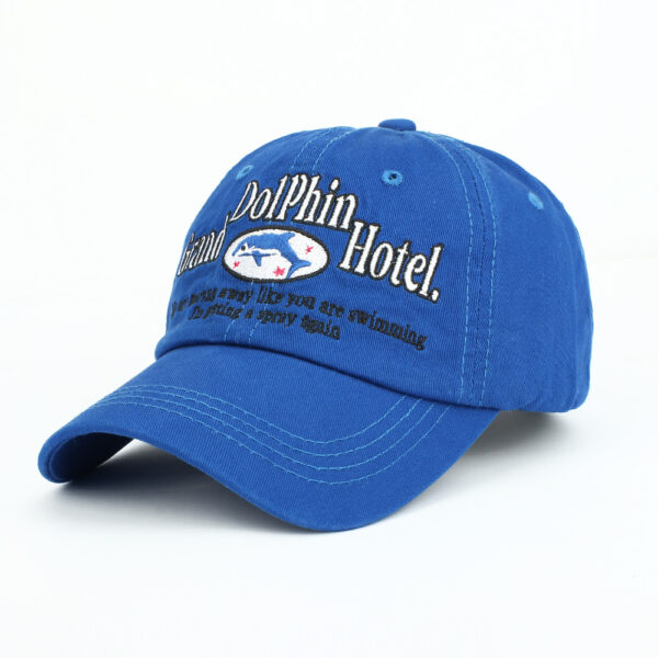 Wholesale Chic Dolphin Embroidered Baseball Cap Adjustable Curved Brim Creamy White Fashion Accessory