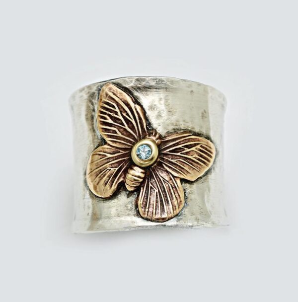 oly-f76836fd294eca07f574218ab311929d Wholesale Vintage Butterfly Two-Tone Alloy Ring Fashion Jewelry Accessory for Wedding Gift Boutique Resale