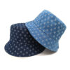 Wholesale Modern Heart Pattern Denim Fisherman Hat Navy Blue Casual Sun Hat