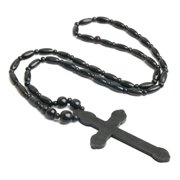 oly-f7755fafed3bbc66394e8e2aca0a9221 Wholesale Punk Style Wooden Bead Cross Necklace Dark Fashion Jewelry Accessory