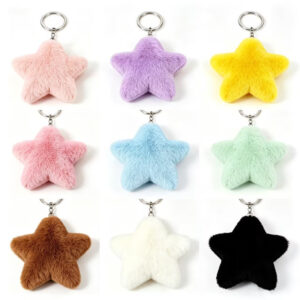 Wholesale Chic White Plush Star Keychain Bag Charm Decorative Accessory for Boutique Resale