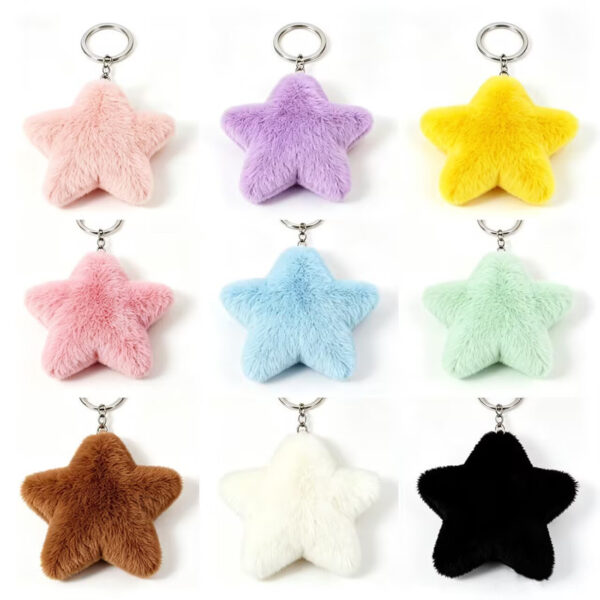oly-f7799fb73454f8270db2ad257c9ccd96 Wholesale Chic White Plush Star Keychain Bag Charm Decorative Accessory for Boutique Resale