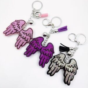 Wholesale Angel Wing Rhinestone Keychain Zinc Alloy Decorative Accessory for Bag or Gift