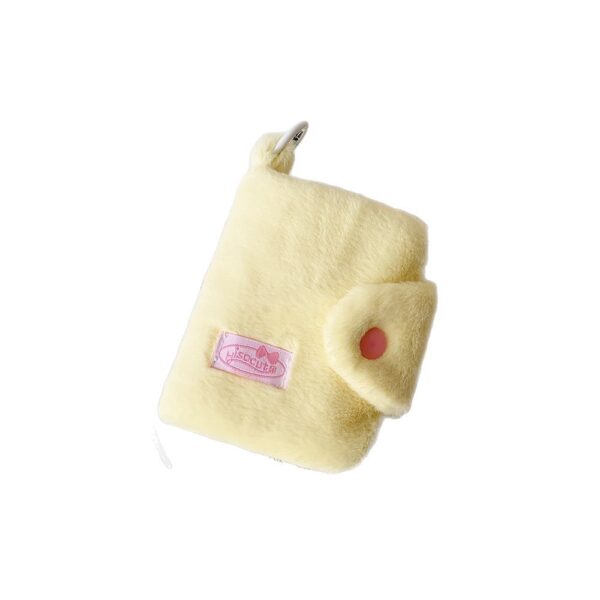 oly-f7abaf6917c4c7847e05e9239d386bd2 Wholesale Korean Style Plush Mini Card Holder Cute and Girly Solid Color Snap Button Card Holder Student Keychain Earphone Case for Women