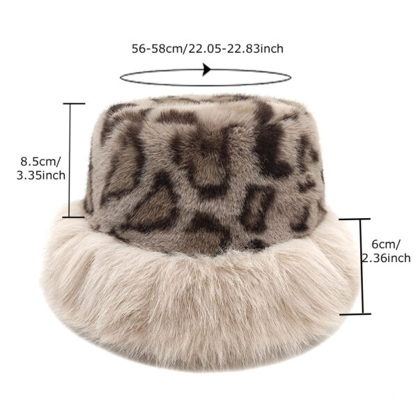 Wholesale Faux Mink Retro Leopard Print Bucket Hat Warm Ear Cover Winter Fashion Accessory