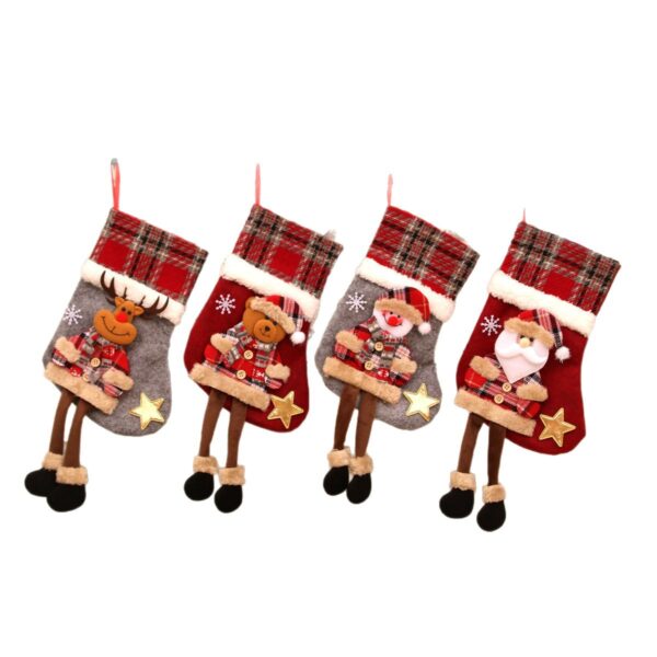 oly-f7d2ef1cd3b7419a4d236f278713d7f9 Wholesale Non Woven Fabric Christmas Plaid Stocking Candy Bag Gift Bag Home Decor
