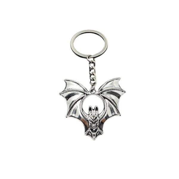 Wholesale Silver Bat Keychain Zinc Alloy Gothic Halloween Gift Fashion Accessory for Boutique Resale