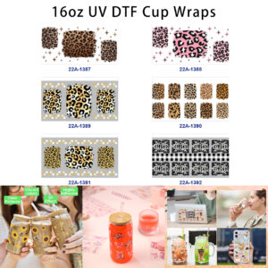oly-f7dc64f593086633cad5596dd25a1fc8 Wholesale 5pcs Sweet Retro Wild Leopard Print Checker Grid Star Mixed Decor Prints 16oz Cup UV DTF Wraps