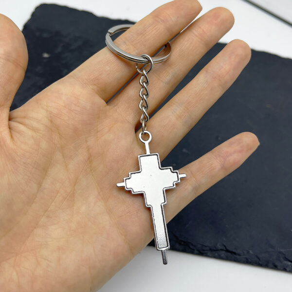 Wholesale Zinc Alloy Silver 3D Cross Keychain Pendant Vintage Punk Bag Charm