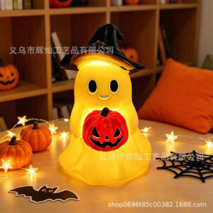 White new ghost pumpkin ornament (battery operated) / 10.5*10*15cm