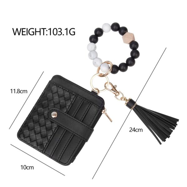 oly-f81bd5f9a6e43c3dad822203c7ea19f4 Wholesale Pastoral PU Tassel Card Holder Wallet with Wrist Strap Keychain Chic Gift Accessory