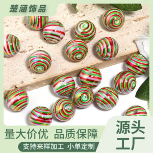 oly-f81da9d6f9cd886fbd1cdf8c18580627 Wholesale Acrylic Christmas Striped Beads Candy Spiral Print DIY for Phone Chains Bag Charms or Jewelry