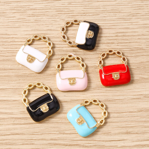Wholesale 10Pcs Black Zinc Alloy Bag Charm Set DIY Pendants Earrings Keychain Fashion Accessory