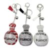 Wholesale Rhinestone Perfume Bottle Keychain Leather Tassel Bag Charm Trendy Gift Accessory