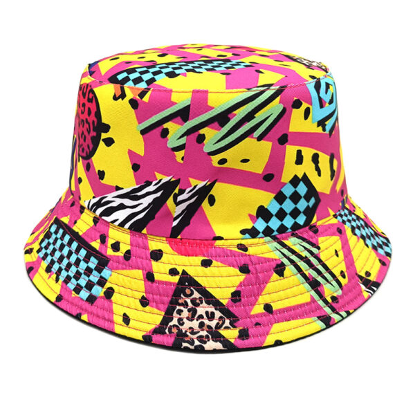 Wholesale Chic Geometric Diamond Pattern Graffiti Bucket Hat Trendy Sun Hat for Everyday Outdoors