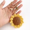 oly-f83a49ac990499475819b1cf7646fb9c Wholesale Wool Crochet Sunflower Keychain with Bee Pendant - Gift, Bag Charm, Car Key Accessory