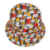 Wholesale Retro Beer Pattern Bucket Hat Sun Protection Fashion Accessory for Women Boutique Gift