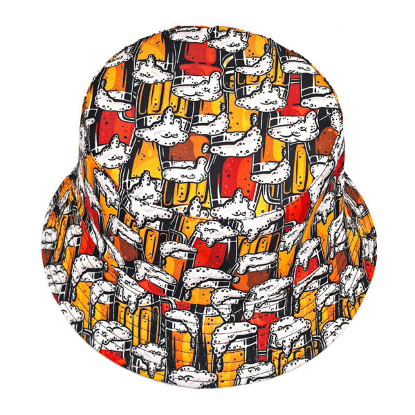 Wholesale Retro Beer Pattern Bucket Hat Sun Protection Fashion Accessory for Women Boutique Gift