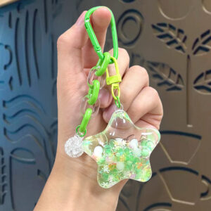 Oil-filled bubble beads five-pointed star-green / Packed in a single opp bag
