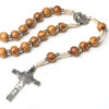 Wholesale Trendy Layering Rosary Necklace with Cross Pendant Wood Beads Coffee Color Handmade Jewelry Gift