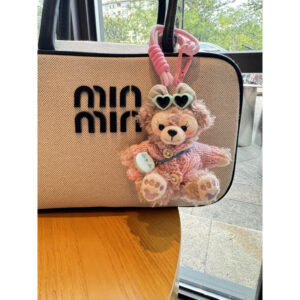 Pink button back milk tea [shirley rose] / Approximately 10cm, comes with a rope stopper