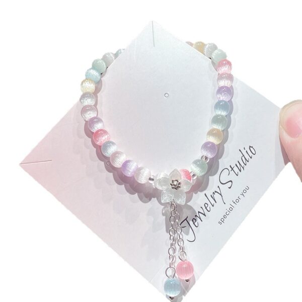 Wholesale Red Cat Eye Glass Flower Bracelet Trendy Women's Jewelry for Boutique Resale