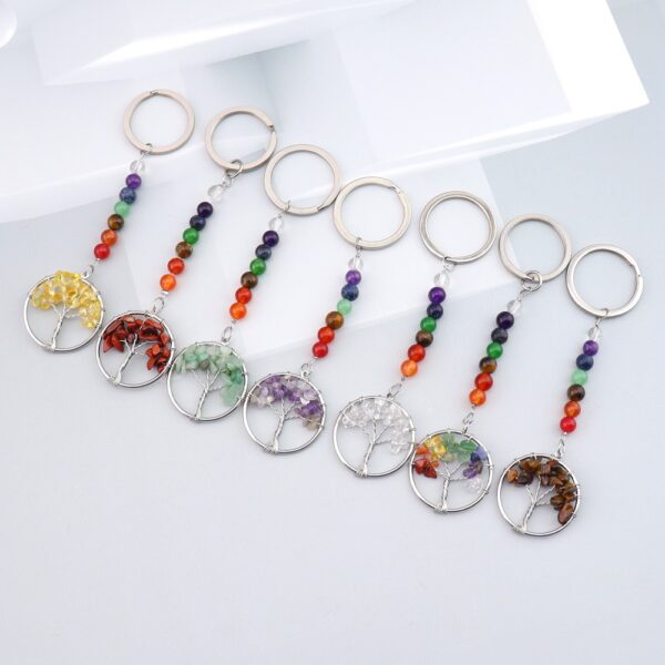 oly-f913e727daf4dfdccd1d1ff50f936124 Wholesale Colorful Agate Tree of Life Keychain Pendant Fashion Decorative Accessory Gift