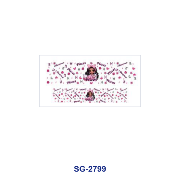Wholesale 8pcs Zodiac Pink Cartoon Girl Print 3oz Cup Stickers Wrap