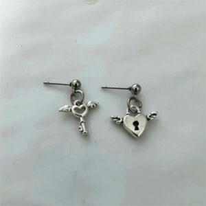 Wholesale Silver Zinc Alloy Angel Key Earrings for Women Fashion Jewelry Accessory