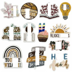 Wholesale Bohemian Style Inspirational Slogan Embroidered Patches Set of 12 Fashion Iron On Appliques for DIY Clothing Decor